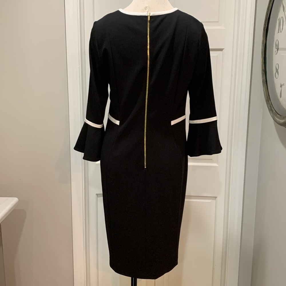 Calvin Klein sz 12 black with white accent midi dress - Picture 4 of 6
